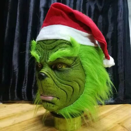 Máscara de látex de cabeza completa para adultos, disfraz de Papá Noel, estola Geek divertida, accesorios para fiesta de Cosplay y Navidad 4
