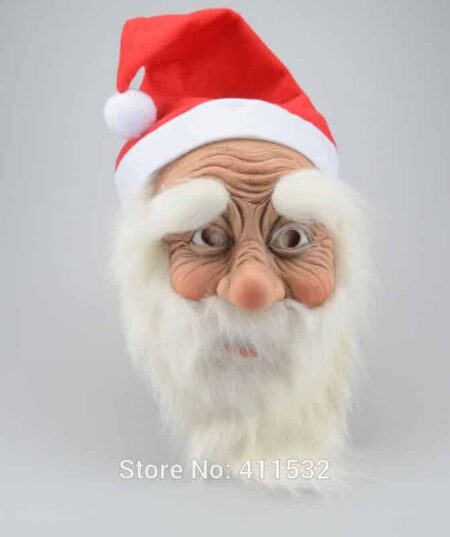 Máscara de látex de Papá Noel, disfraz de Santa Claus, bonito adorno para exteriores, peluca para mascarada, Barba, vestido para fiesta de navidad 6