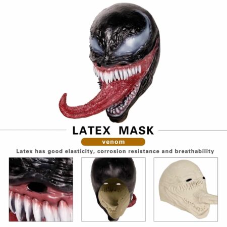 Máscara de Cosplay de superhéroe para Halloween, Cosplay de Cosmask Venom con lengua larga, látex, Horror 4