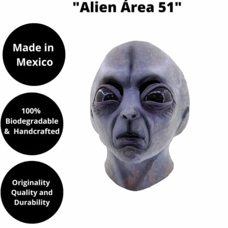 Máscara de casco de Alien, Cosplay de Horror, divertido, de látex, tocado completo, máscaras de Horror, disfraz de Halloween, Área 51 2