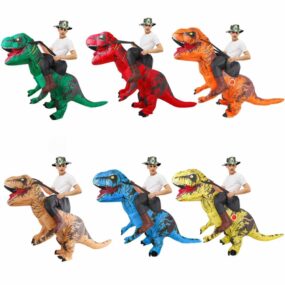 Disfraz inflable de Mascota de dinosaurio para adultos, Disfraz divertido de cosplay para Halloween, juego de rol de t-rex para hombre y mujer