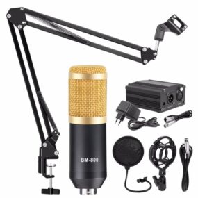Micrófono de karaoke para grabación en estudio, paquete de aparato bm 800, condensador, para ordenador, alimentación fantasma