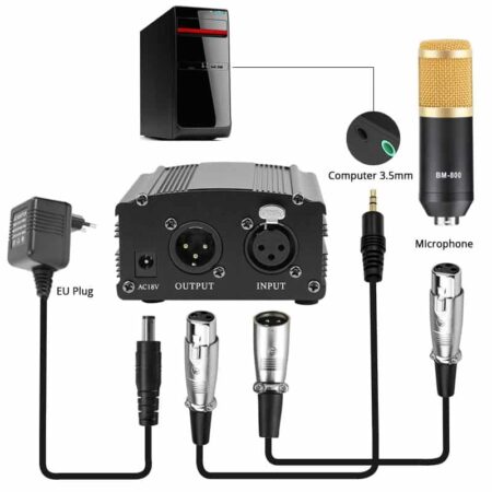 Micrófono de karaoke para grabación en estudio, paquete de aparato bm 800, condensador, para ordenador, alimentación fantasma 3