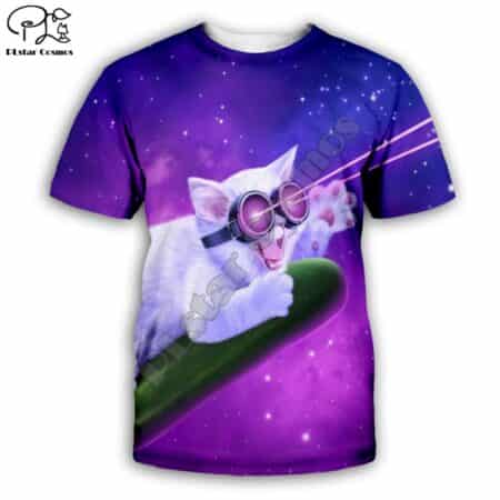 PLstar Cosmos-Camiseta con estampado 3d de Hip Hop para mujer y hombre, camiseta CRAZY CAT Pizza, ropa de calle, Tops de verano, XS-7XL 6