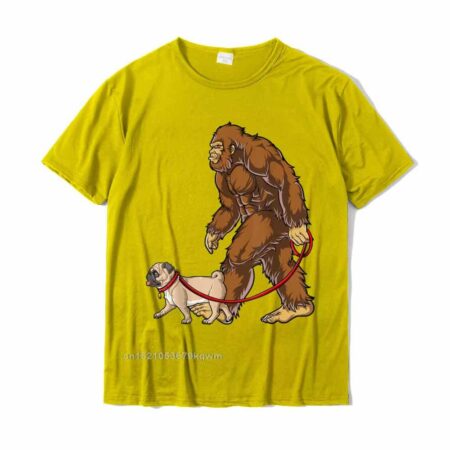 Camiseta Bigfoot para hombres y mujeres, Camisa de algodón Normal con diseño de Pug y perro que camina, de verano 2