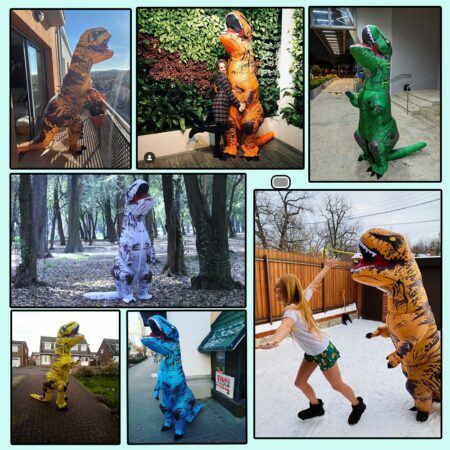 Disfraz Inflable en Forma de Dinosaurio T-Rex para Niños y Adultos, Traje Cosplay de Figura Anime para Fiestas de Halloween, para Hombres, Mujeres, Niños, Niñas y Mascotas 2