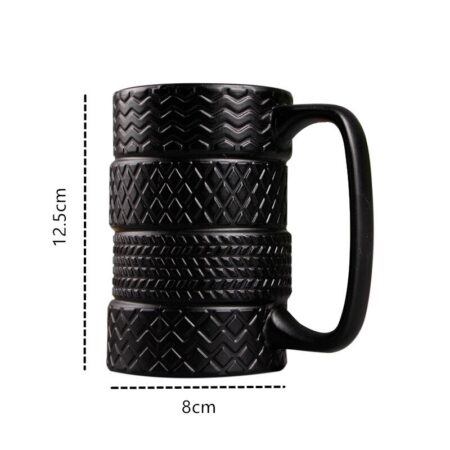 Taza de cerámica de neumático creativo, vaso de porcelana de gran capacidad, café, leche, té, tazas negras, regalos novedosos, 350ml 6