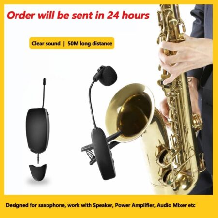 Micrófono inalámbrico UHF para saxofón, sistema de micrófono con Clip para instrumentos musicales, trompeta, tubo de clarinete, flauta de Tuba