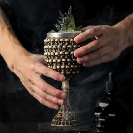 Copa de resina de acero inoxidable con diseño de Calavera, vasos de cóctel góticos de estilo Retro, Con garra, de Lobo, para Bar y fiesta 4