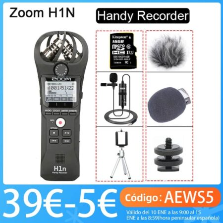 ZOOM-Micrófono estéreo H1N para Audio, vídeo, entrevista, DSLR, grabadora práctica, tarjeta de 16GB, BY-M1, Lavalier