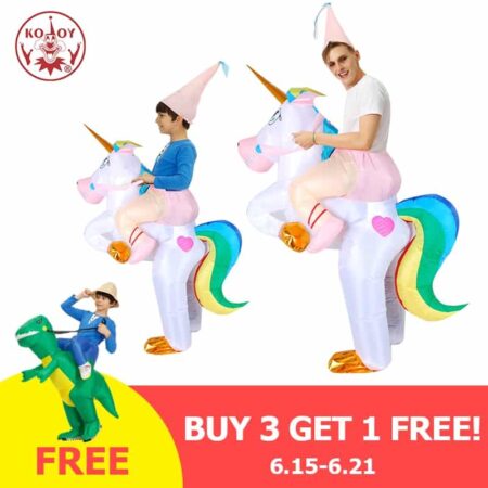 Disfraz inflable de unicornio para adulto, traje de montar a caballo para fiesta de Halloween, cosplay, Carnaval, Navidad, disfraz de Mascota