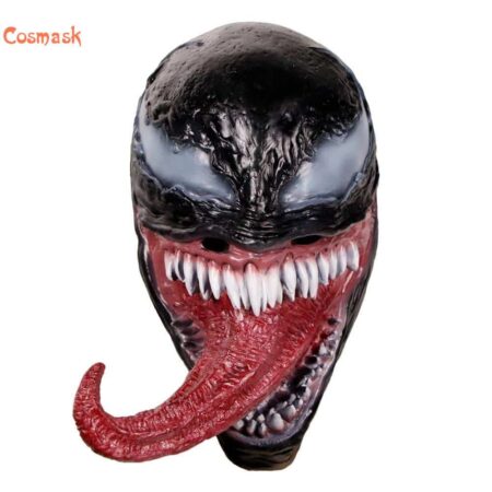 Máscara de Cosplay de superhéroe para Halloween, Cosplay de Cosmask Venom con lengua larga, látex, Horror