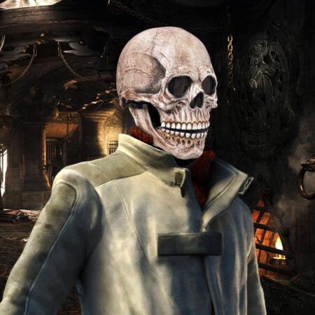 Máscara de calavera de Halloween 3D, Esqueleto, máscara de terror, fiesta de miedo, disfraz de Cosplay, accesorio para adultos, casco de servicio de llamada malvado, mandíbula móvil 5