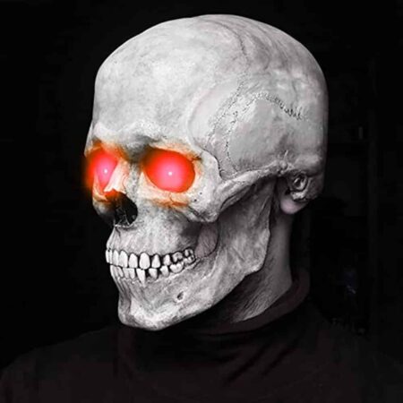 Máscara de cabeza completa con mandíbula móvil para Halloween, casco de calavera con cabeza móvil, máscara de Horror y terror para Cosplay, decoración de fiesta, 2021 5