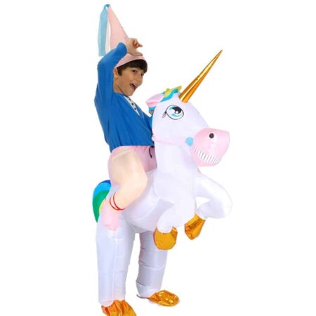 Disfraz inflable de unicornio para adulto, traje de montar a caballo para fiesta de Halloween, cosplay, Carnaval, Navidad, disfraz de Mascota 4