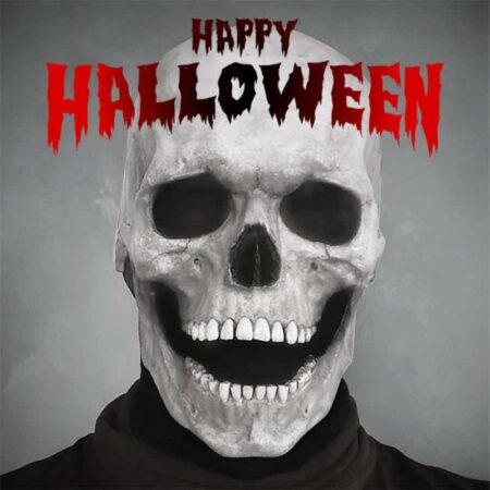 Máscara de calavera de Halloween 3D, Esqueleto, máscara de terror, fiesta de miedo, disfraz de Cosplay, accesorio para adultos, casco de servicio de llamada malvado, mandíbula móvil 2