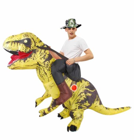 Disfraz inflable de Mascota de dinosaurio para adultos, Disfraz divertido de cosplay para Halloween, juego de rol de t-rex para hombre y mujer 5