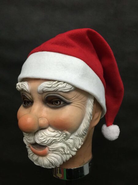 Máscara de látex de Papá Noel, disfraz de Santa Claus, bonito adorno para exteriores, peluca para mascarada, Barba, vestido para fiesta de navidad 3