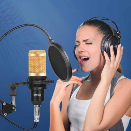 Micrófono de karaoke para grabación en estudio, paquete de aparato bm 800, condensador, para ordenador, alimentación fantasma 6