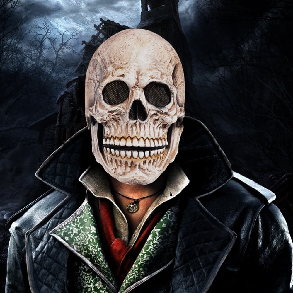 Máscara de calavera de Halloween 3D, Esqueleto, máscara de terror, fiesta de miedo, disfraz de Cosplay, accesorio para adultos, casco de servicio de llamada malvado, mandíbula móvil 4