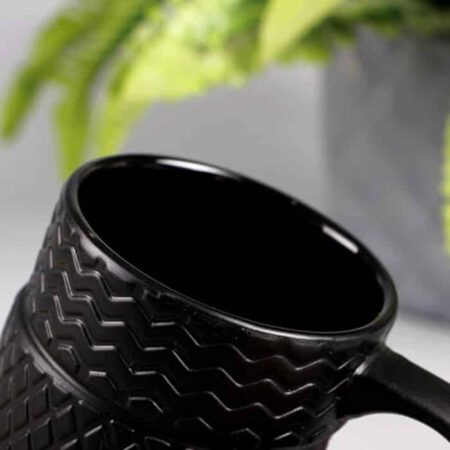 Taza de cerámica de neumático creativo, vaso de porcelana de gran capacidad, café, leche, té, tazas negras, regalos novedosos, 350ml 4