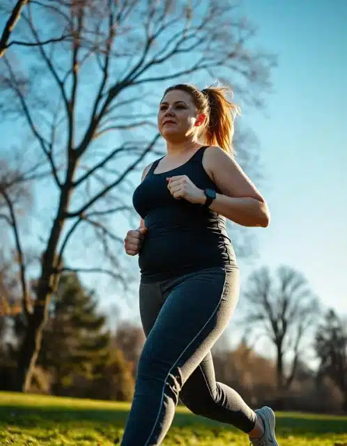 persona con obesidad haciendo ejercicio