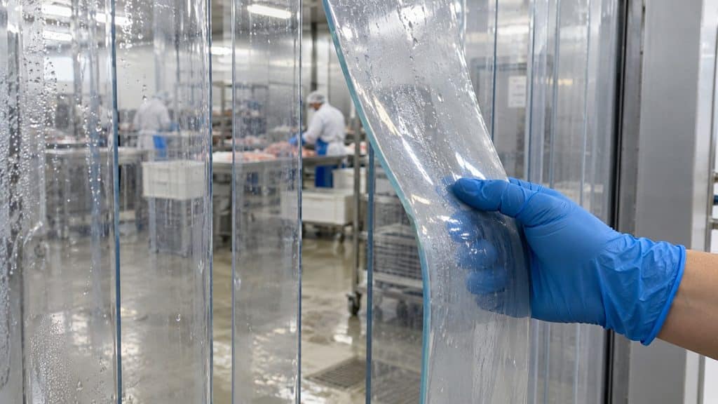 Cortinas de lamas PVC: 5 curiosidades sobre las que posiblemente desconozcas 2 Cortinas de PVC en un camión frigorífico durante la carga de alimentos